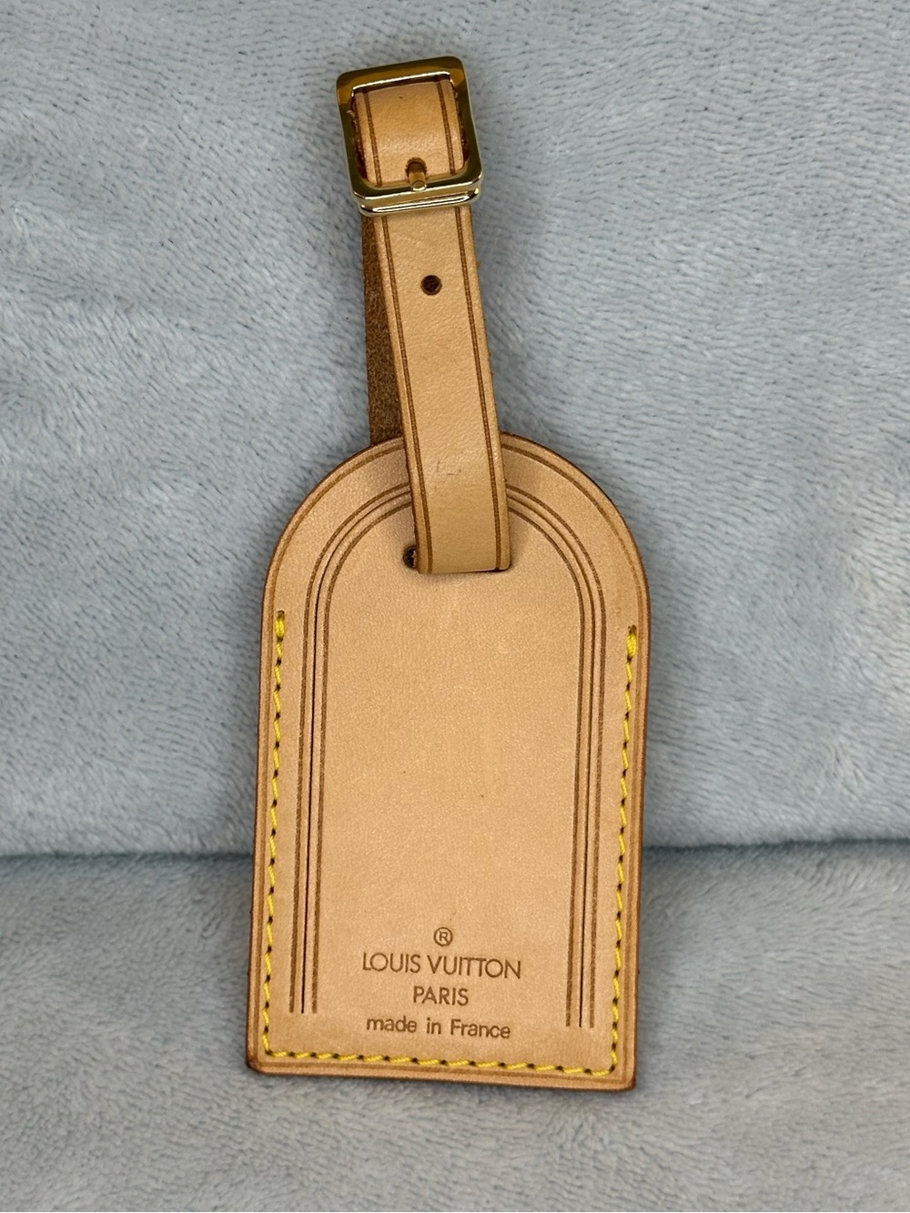 Louis Vuitton Vachetta Leather Luggage Tag Made in France Authentic